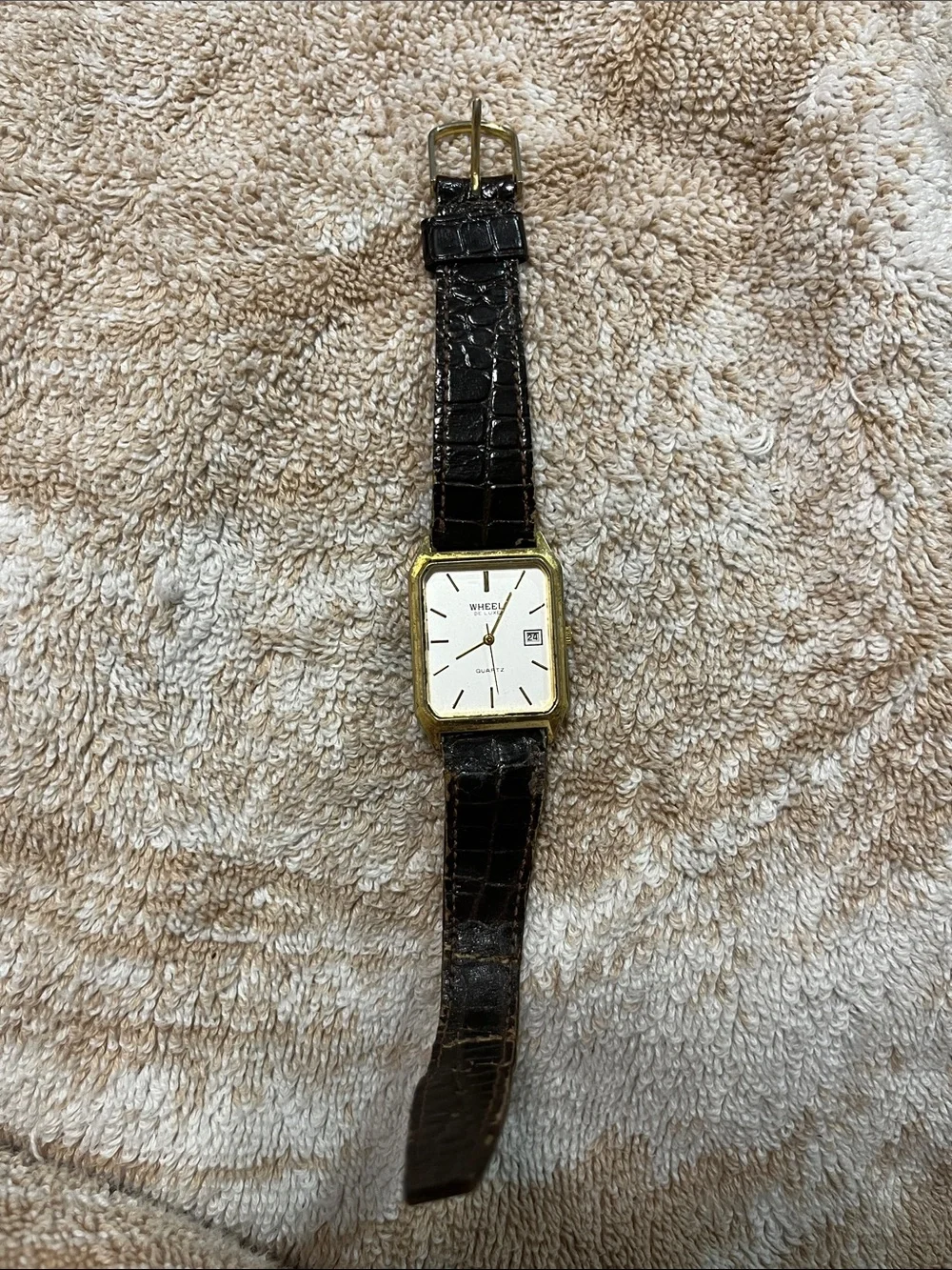 Gold-Tone Men's Quartz Watch with Brown Strap